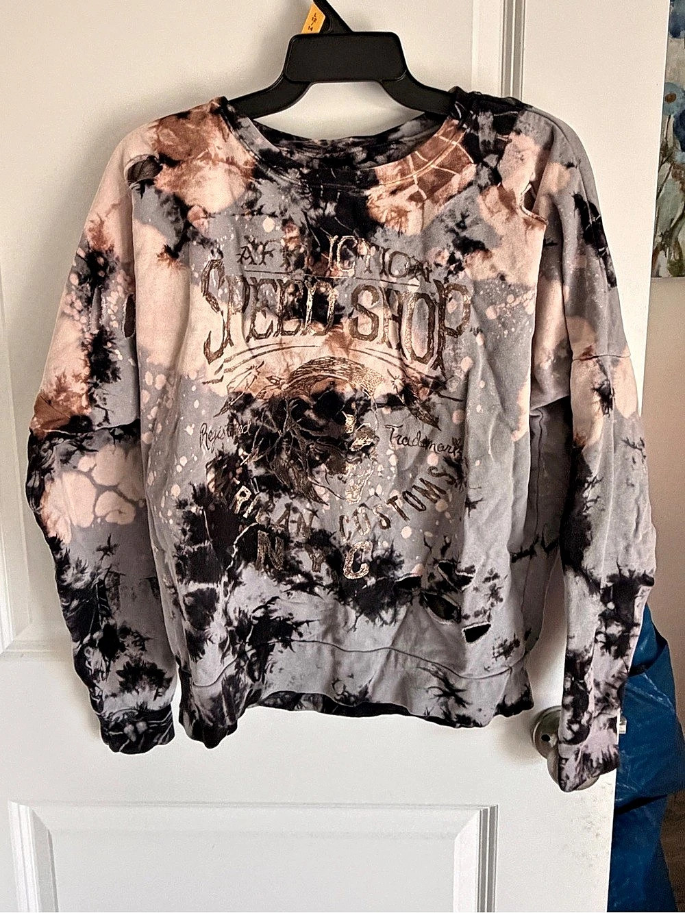 Affliction Speed Shop American Customs Men’s Graphic Sweatshirt Gray & Black